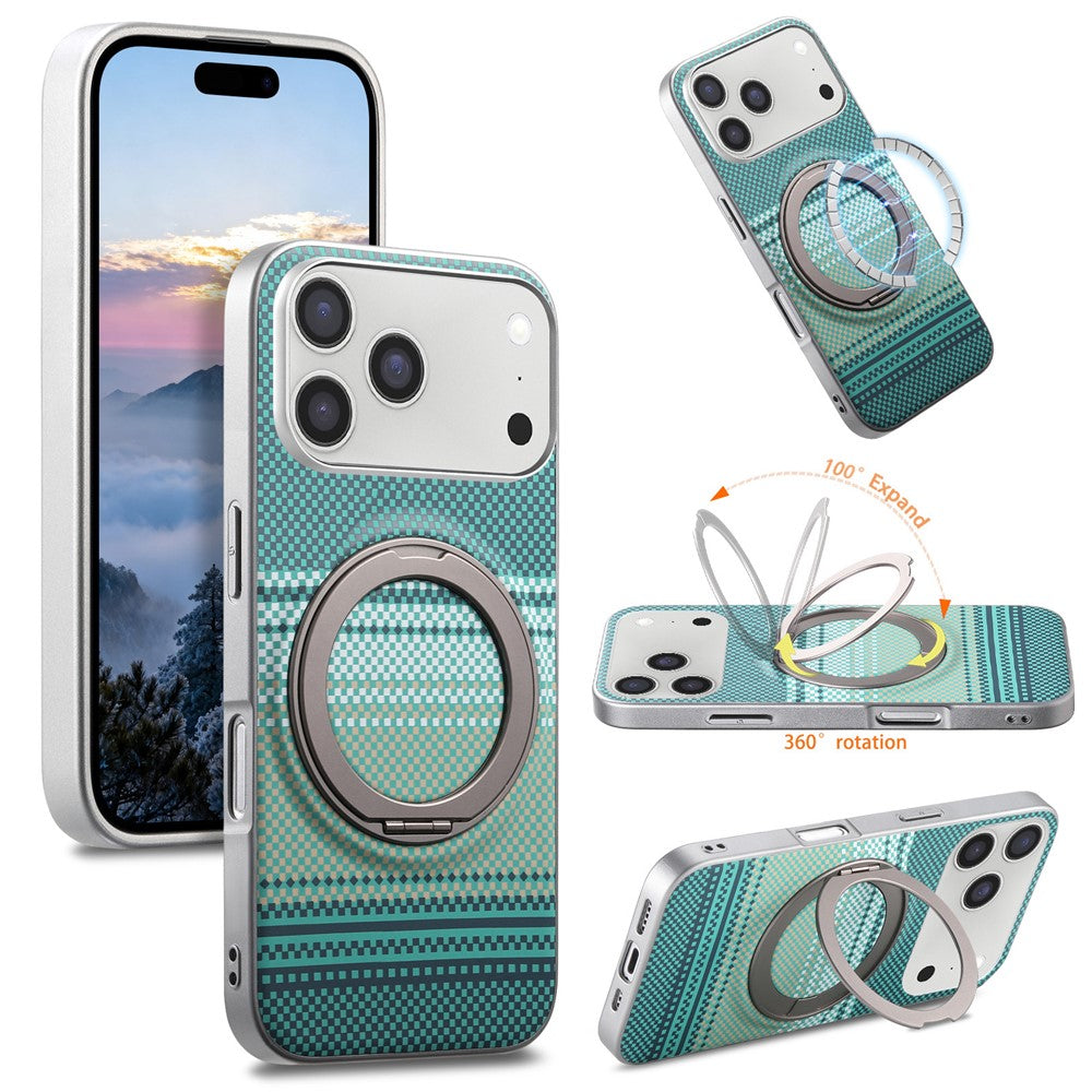 For iPhone 18 Pro / 17 Pro Case Magnetic Kickstand PU Leather + PC + TPU Gradient Phone Cover