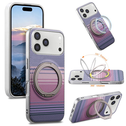 For iPhone 18 Pro / 17 Pro Case Magnetic Kickstand PU Leather + PC + TPU Gradient Phone Cover