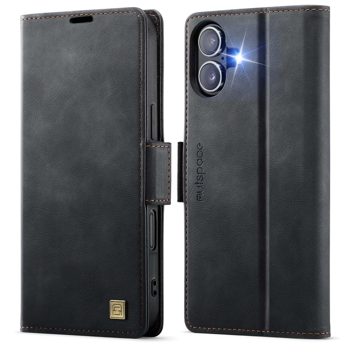 AUTSPACE for iPhone 17 Case  A11 RFID Blocking Retro Leather Cell Phone Wallet Cover