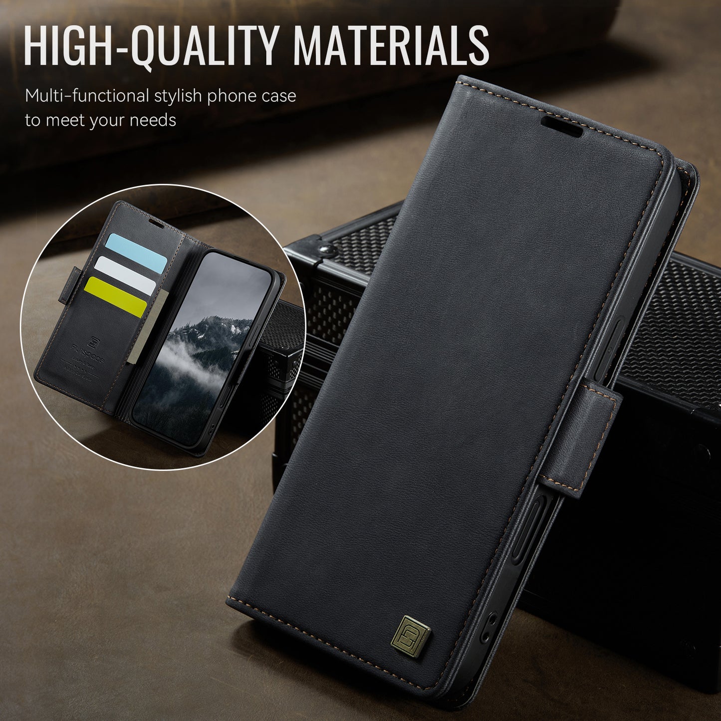 AUTSPACE for iPhone 17 Case  A11 RFID Blocking Retro Leather Cell Phone Wallet Cover