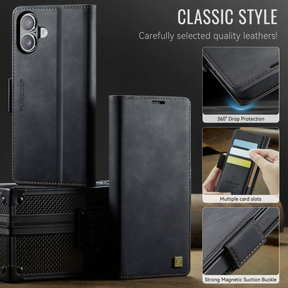 AUTSPACE for iPhone 17 Case  A11 RFID Blocking Retro Leather Cell Phone Wallet Cover