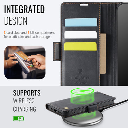 AUTSPACE for iPhone 17 Case  A11 RFID Blocking Retro Leather Cell Phone Wallet Cover