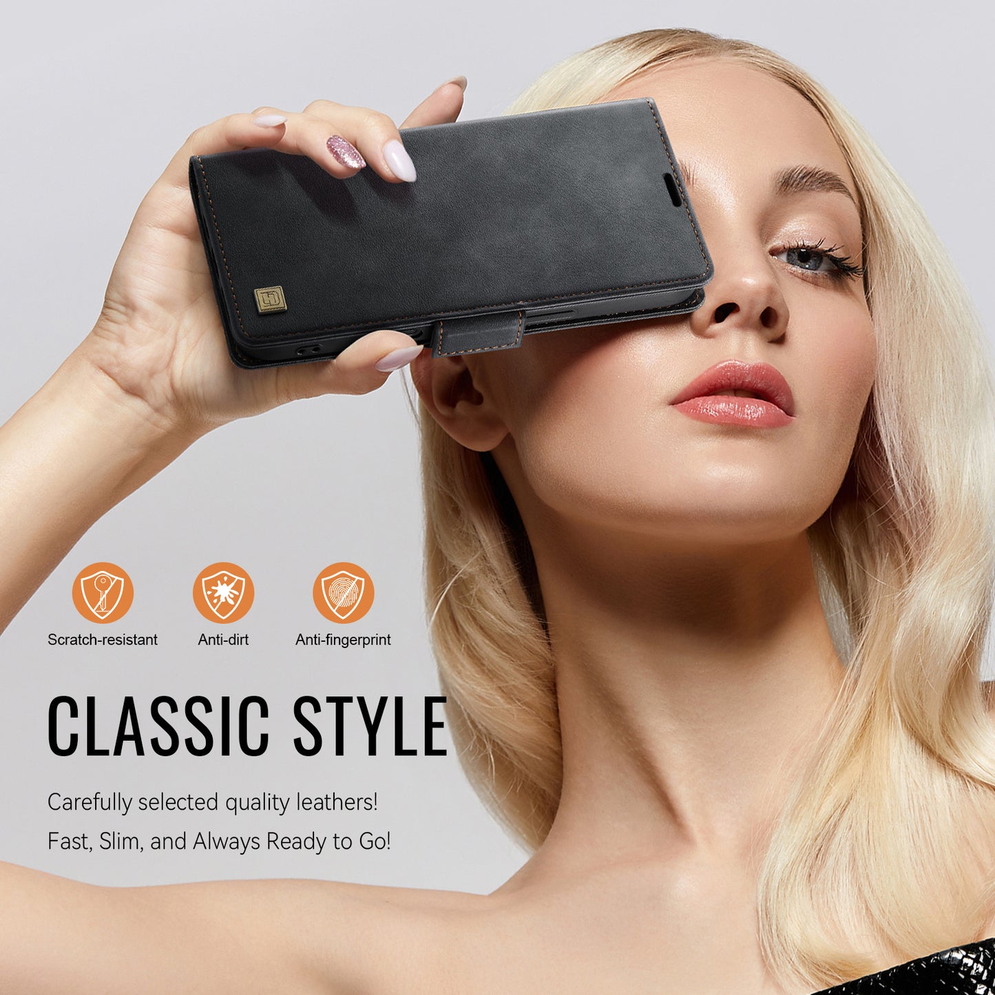AUTSPACE for iPhone 17 Case  A11 RFID Blocking Retro Leather Cell Phone Wallet Cover