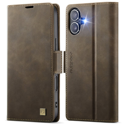 AUTSPACE for iPhone 17 Case  A11 RFID Blocking Retro Leather Cell Phone Wallet Cover