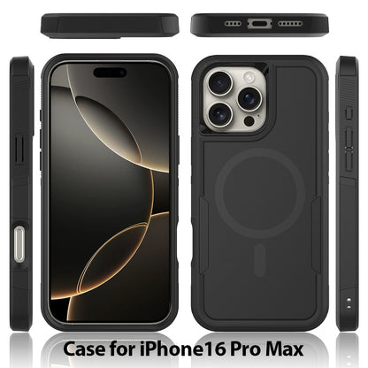 For iPhone 16 Pro Max Magnetic Case Dual Layer PC TPU Shockproof Phone Cover