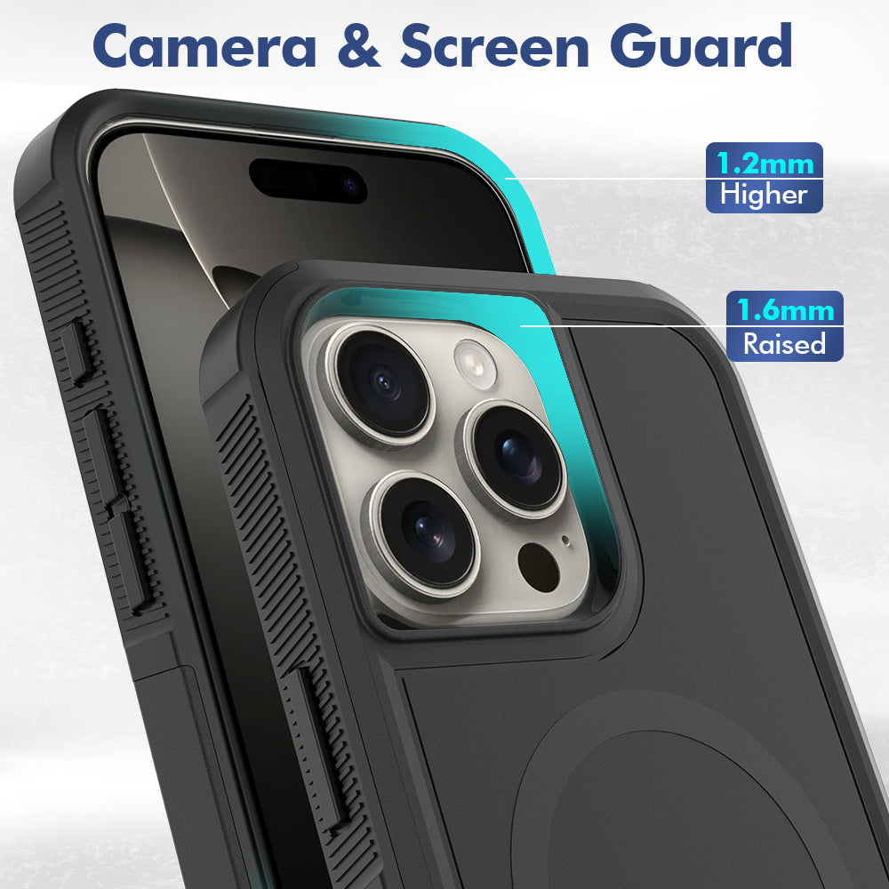 For iPhone 16 Pro Max Magnetic Case Dual Layer PC TPU Shockproof Phone Cover