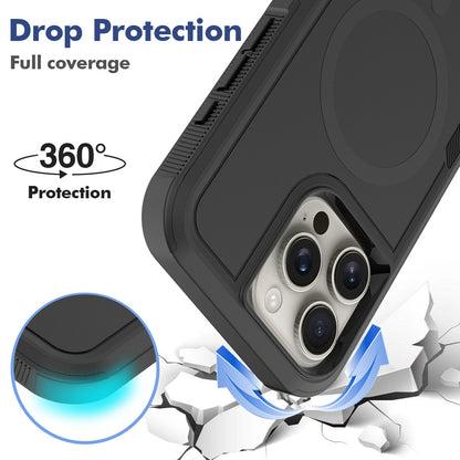 For iPhone 16 Pro Max Magnetic Case Dual Layer PC TPU Shockproof Phone Cover