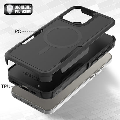 For iPhone 16 Pro Max Magnetic Case Dual Layer PC TPU Shockproof Phone Cover