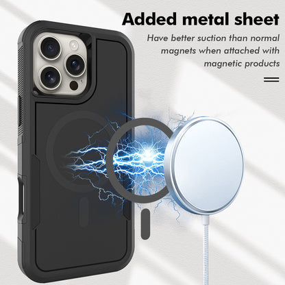For iPhone 16 Pro Max Magnetic Case Dual Layer PC TPU Shockproof Phone Cover