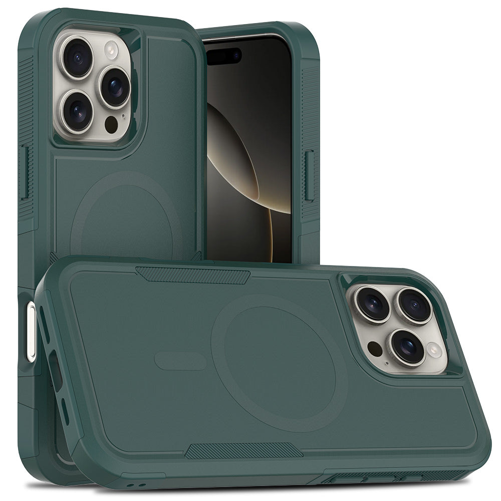 For iPhone 16 Pro Max Magnetic Case Dual Layer PC TPU Shockproof Phone Cover