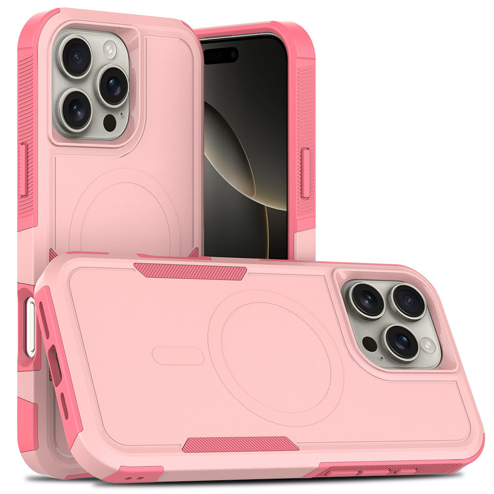 For iPhone 16 Pro Magnetic Case Dual Layer PC TPU Shockproof Phone Cover
