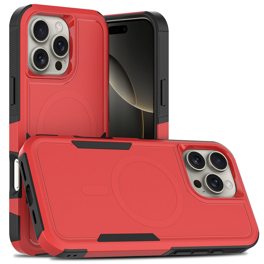For iPhone 16 Pro Magnetic Case Dual Layer PC TPU Shockproof Phone Cover