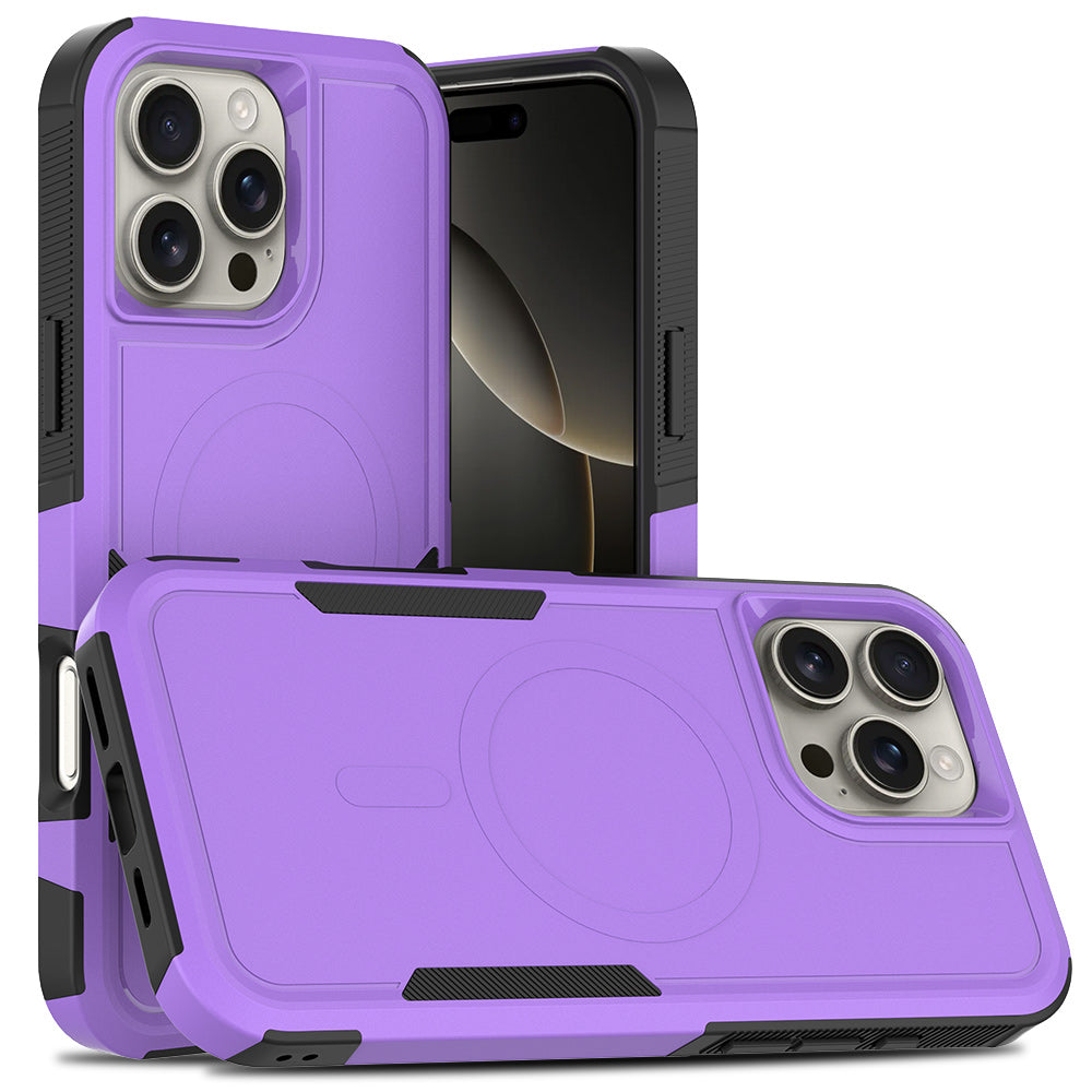 For iPhone 16 Pro Magnetic Case Dual Layer PC TPU Shockproof Phone Cover