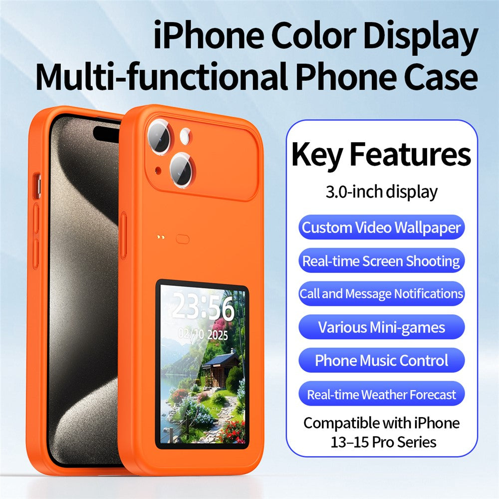 For iPhone 14 Dynamic Phone Case 3.0 inch Multi-functional Color Screen Back Cover