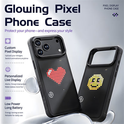 For iPhone 17 Pro Max LED Pixel Case DIY Animated Custom Screen Phone Cover with Foldable Kickstand