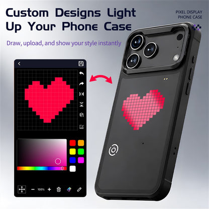 For iPhone 17 Pro LED Pixel Case DIY Animated Custom Screen Phone Cover with Foldable Kickstand