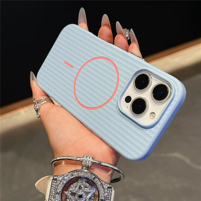For iPhone 16 Pro Magnetic Case Corrugated Texture Hard PC Phone Protective Cover