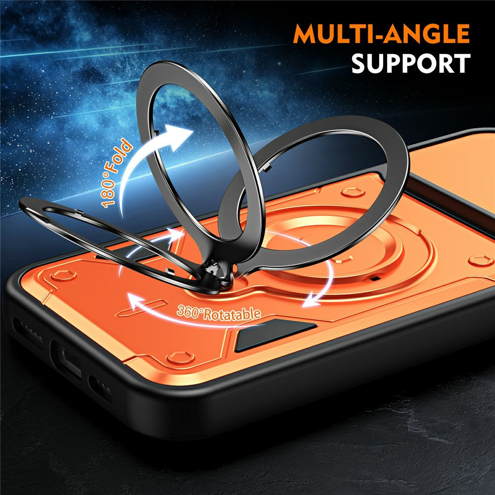 For iPhone 16 Pro Max Case with Slide Lens Cover Rotatable Kickstand Shockproof TPU + PC Phone Shell