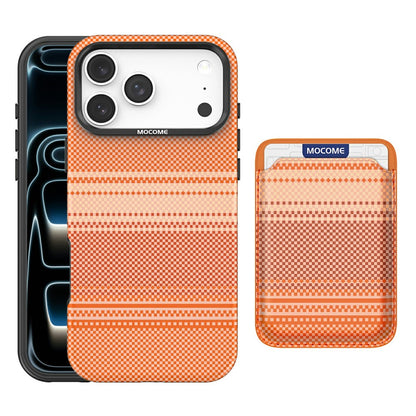 For iPhone 17 Pro Max Magnetic Case Rainbow Gradient Leather Coated TPU + PC Phone Cover with Card Holder