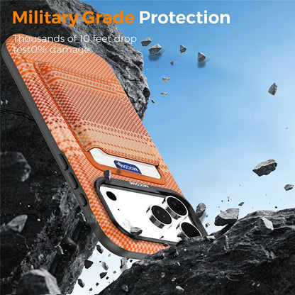 For iPhone 17 Pro Max Magnetic Case Rainbow Gradient Leather Coated TPU + PC Phone Cover with Card Holder