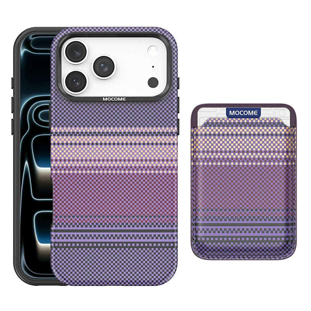 For iPhone 17 Pro Max Magnetic Case Rainbow Gradient Leather Coated TPU + PC Phone Cover with Card Holder