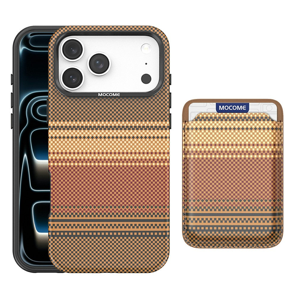 For iPhone 17 Pro Max Magnetic Case Rainbow Gradient Leather Coated TPU + PC Phone Cover with Card Holder