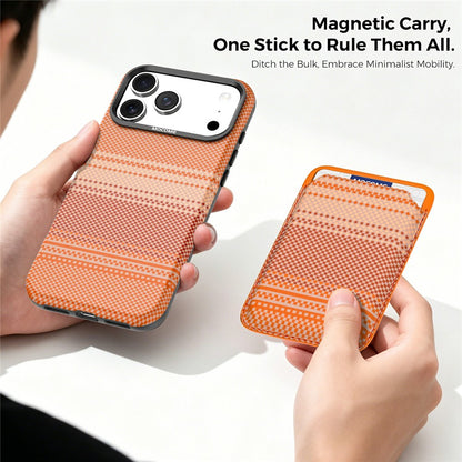 For iPhone 17 Pro Magnetic Case Rainbow Gradient Leather Coated TPU + PC Phone Cover with Card Holder