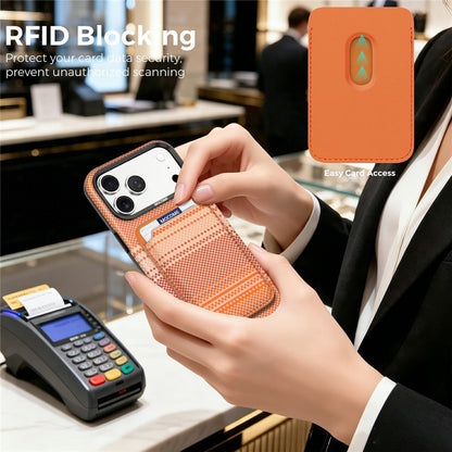 For iPhone 17 Pro Magnetic Case Rainbow Gradient Leather Coated TPU + PC Phone Cover with Card Holder