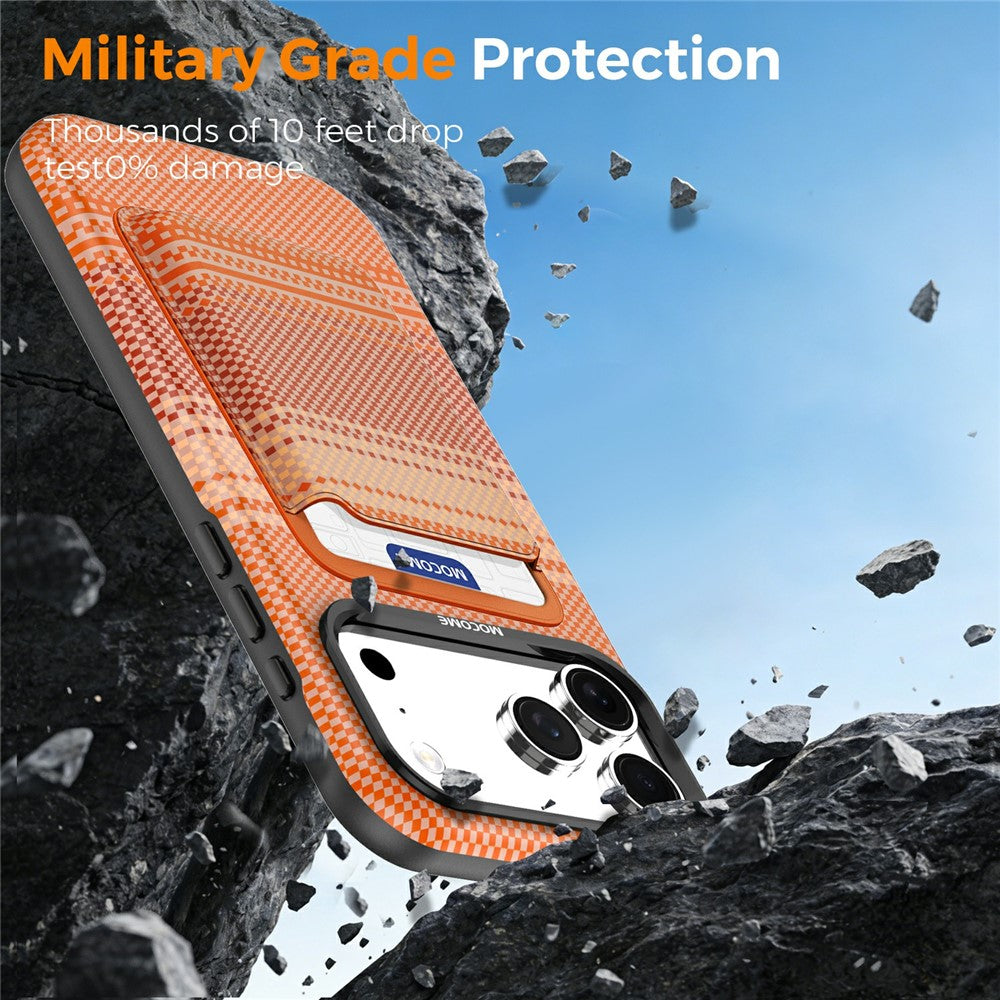 For iPhone 17 Pro Magnetic Case Rainbow Gradient Leather Coated TPU + PC Phone Cover with Card Holder