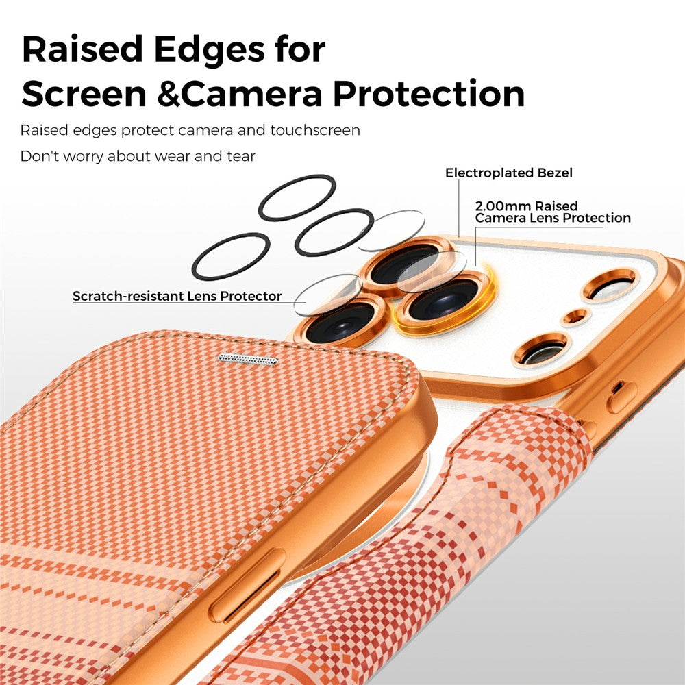 For iPhone 17 Pro Max Magnetic Case RFID Blocking Card Slots Leather Cover