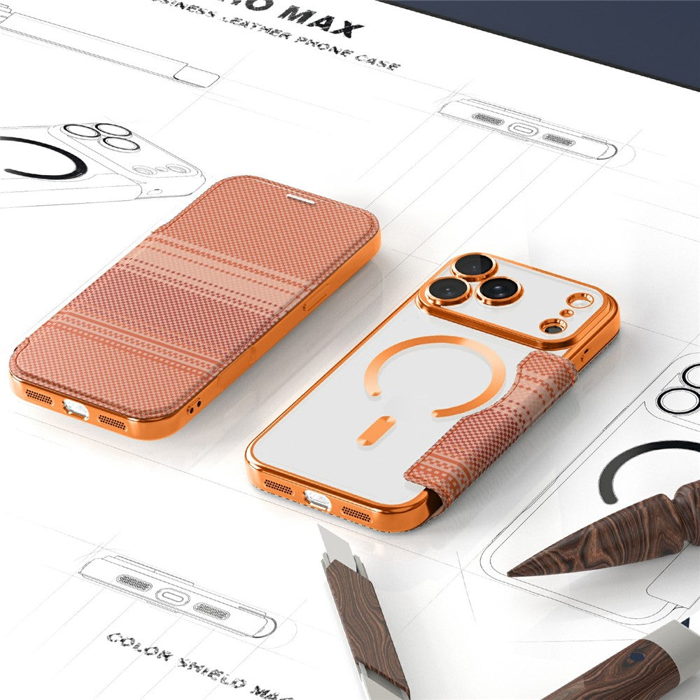 For iPhone 17 Pro Max Magnetic Case RFID Blocking Card Slots Leather Cover