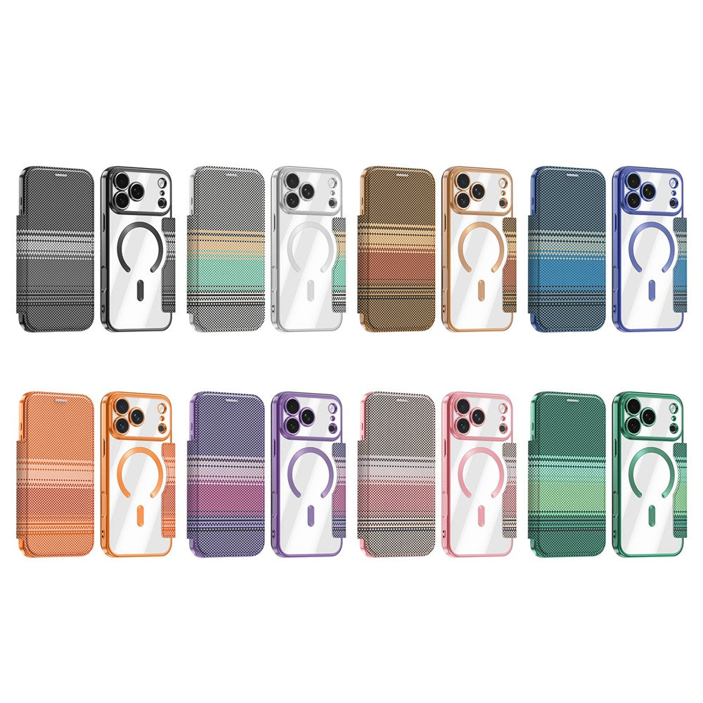 For iPhone 17 Pro Magnetic Case RFID Blocking Card Slots Leather Cover