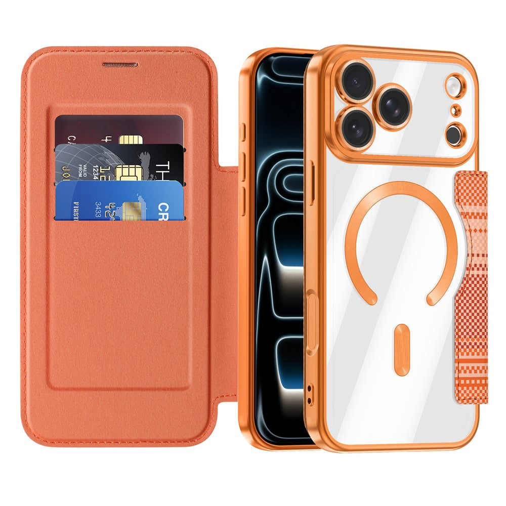 For iPhone 17 Pro Magnetic Case RFID Blocking Card Slots Leather Cover