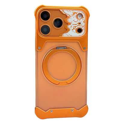 For iPhone 17 Pro Max Frameless Case Magnetic Kickstand Horse Pattern Translucent Matte PC Phone Cover