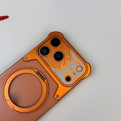 For iPhone 17 Pro Max Frameless Case Magnetic Kickstand Horse Pattern Translucent Matte PC Phone Cover