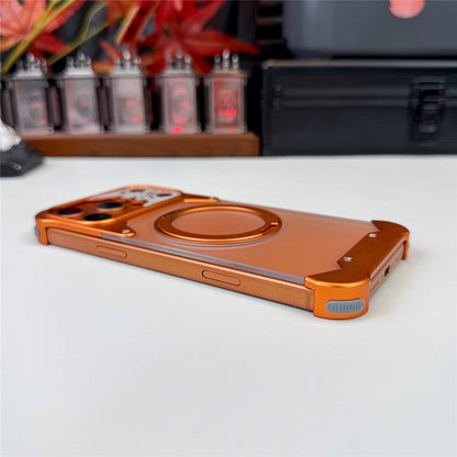 For iPhone 17 Pro Max Frameless Case Magnetic Kickstand Horse Pattern Translucent Matte PC Phone Cover