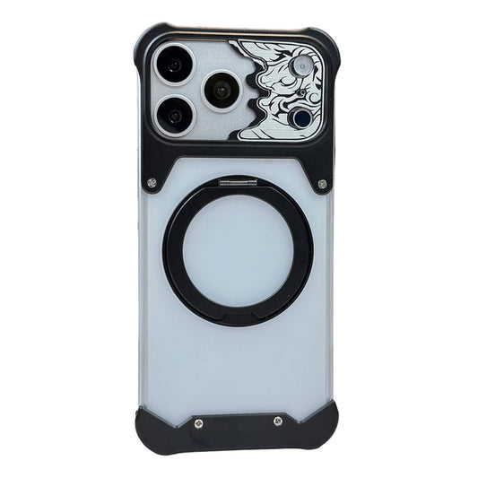 For iPhone 17 Pro Max Frameless Case Magnetic Kickstand Horse Pattern Translucent Matte PC Phone Cover