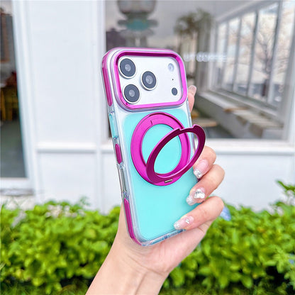 For iPhone 18 Pro Max / 17 Pro Max Case Rotating Kickstand TPU + Acrylic Color Contrast Design Phone Cover