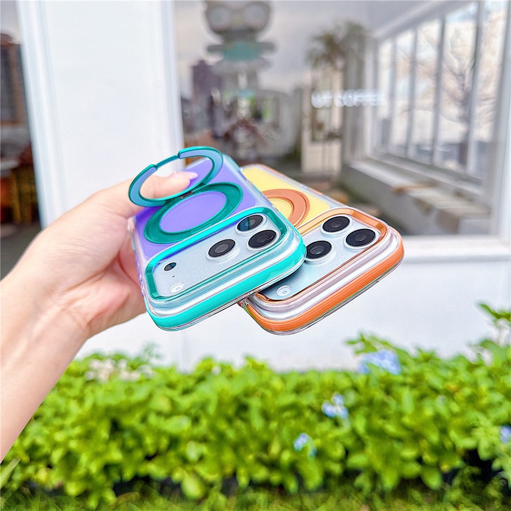 For iPhone 18 Pro Max / 17 Pro Max Case Rotating Kickstand TPU + Acrylic Color Contrast Design Phone Cover