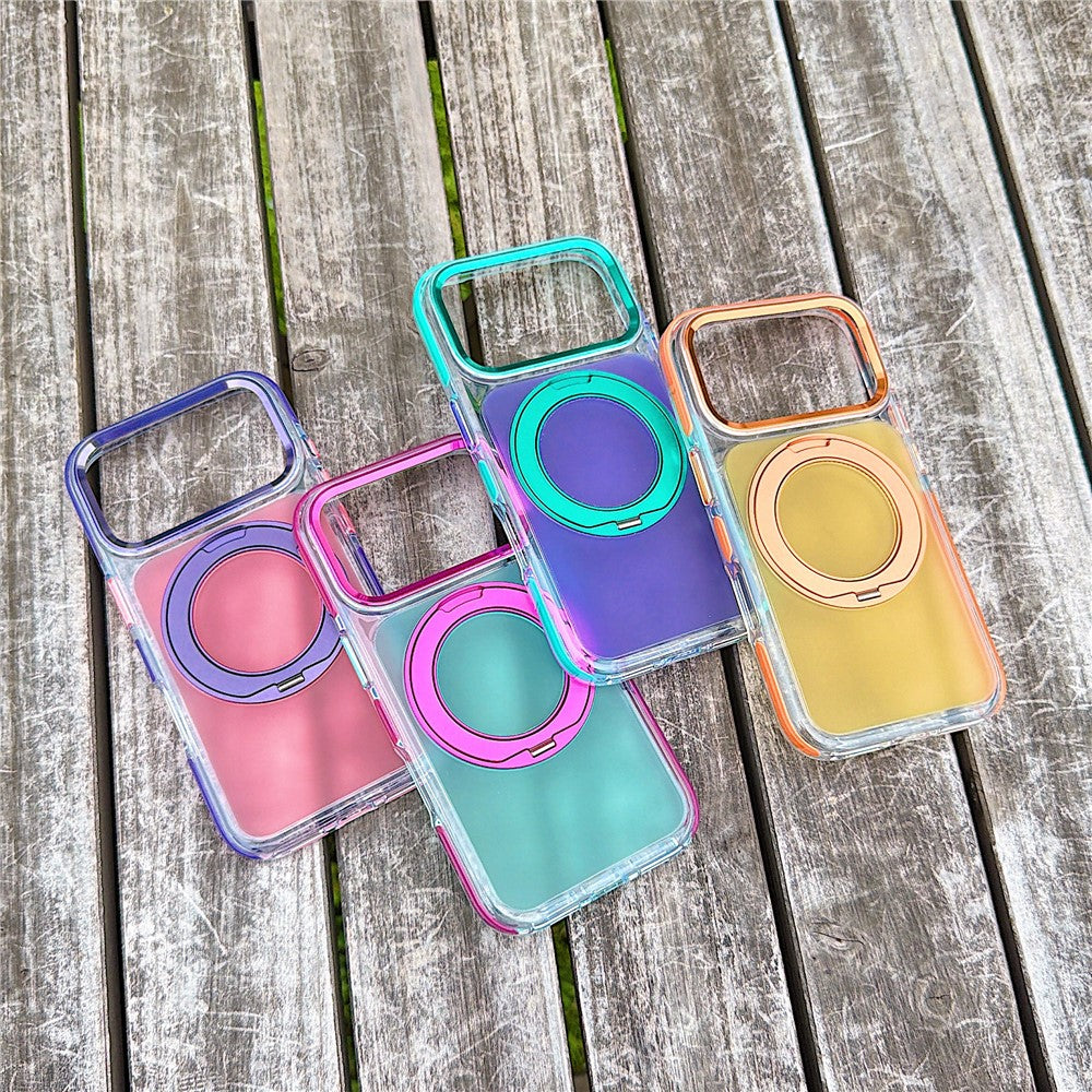 For iPhone 18 Pro Max / 17 Pro Max Case Rotating Kickstand TPU + Acrylic Color Contrast Design Phone Cover