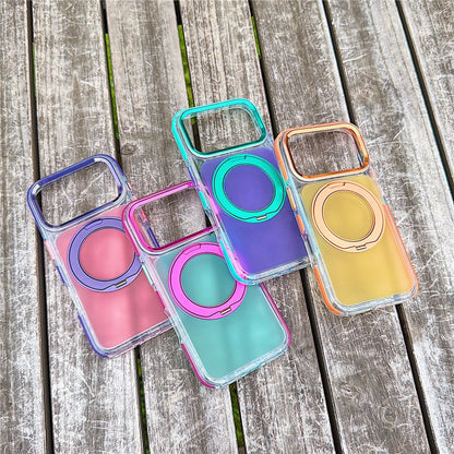 For iPhone 18 Pro Max / 17 Pro Max Case Rotating Kickstand TPU + Acrylic Color Contrast Design Phone Cover