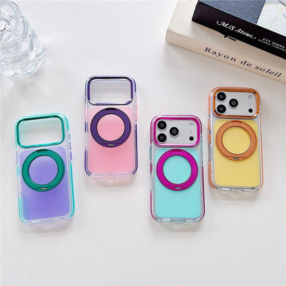 For iPhone 18 Pro Max / 17 Pro Max Case Rotating Kickstand TPU + Acrylic Color Contrast Design Phone Cover