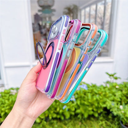 For iPhone 18 Pro Max / 17 Pro Max Case Rotating Kickstand TPU + Acrylic Color Contrast Design Phone Cover