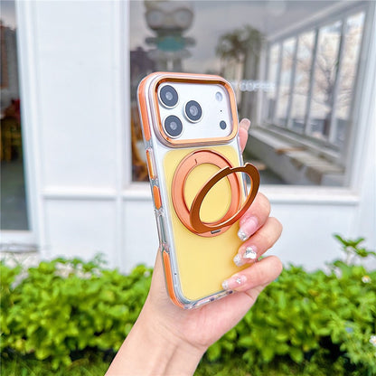 For iPhone 18 Pro Max / 17 Pro Max Case Rotating Kickstand TPU + Acrylic Color Contrast Design Phone Cover
