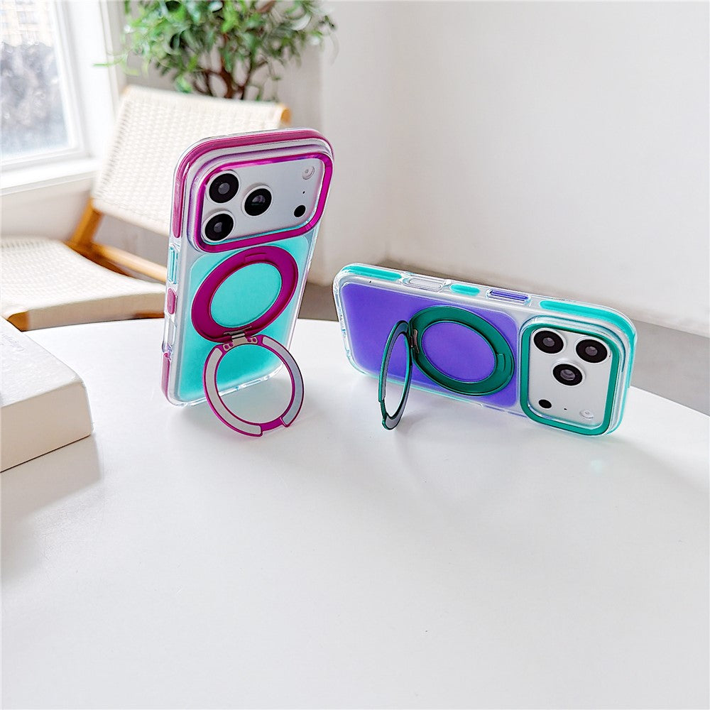 For iPhone 18 Pro / 17 Pro Case Rotating Kickstand TPU + Acrylic Color Contrast Design Phone Cover