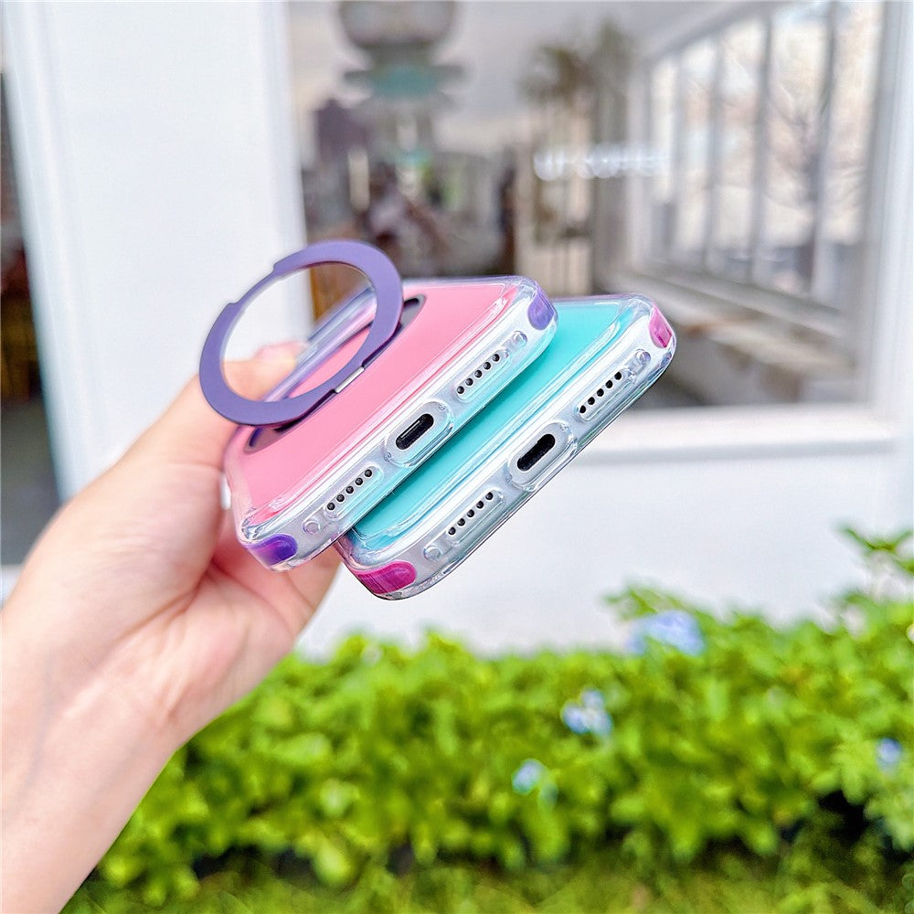 For iPhone 18 Pro / 17 Pro Case Rotating Kickstand TPU + Acrylic Color Contrast Design Phone Cover