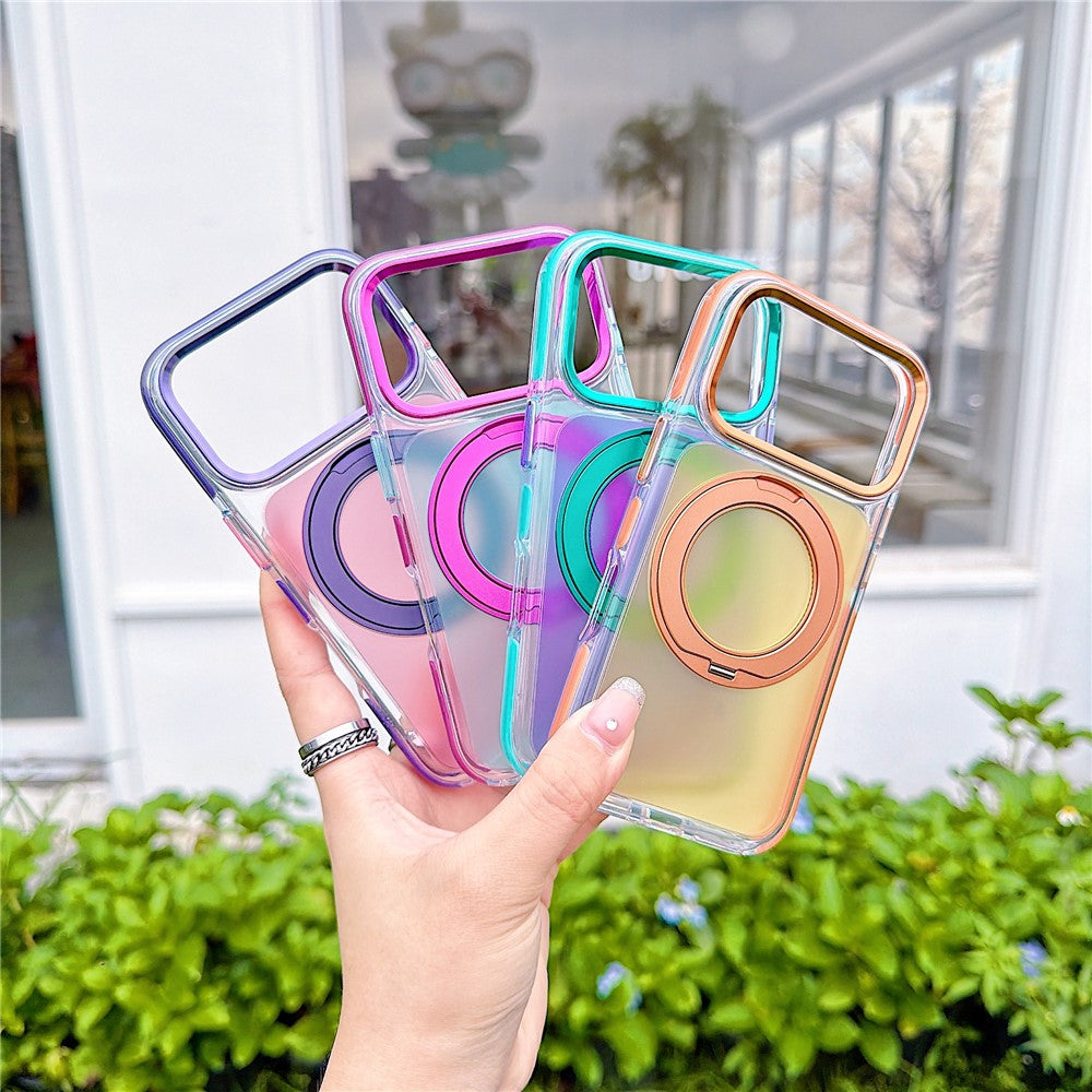 For iPhone 18 Pro / 17 Pro Case Rotating Kickstand TPU + Acrylic Color Contrast Design Phone Cover