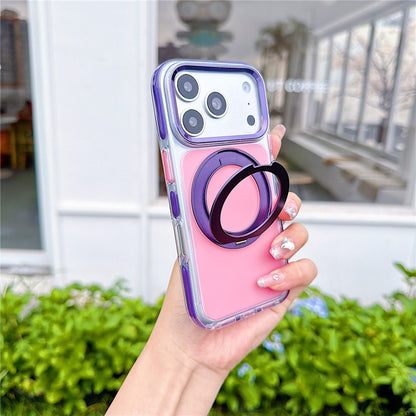 For iPhone 18 Pro / 17 Pro Case Rotating Kickstand TPU + Acrylic Color Contrast Design Phone Cover