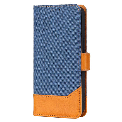 Bi-color Design Phone Stand Case Bag for iPhone 14 Pro Max, Anti-scratch Canvas+PU Leather+TPU Magnetic Clasp Wallet Cover