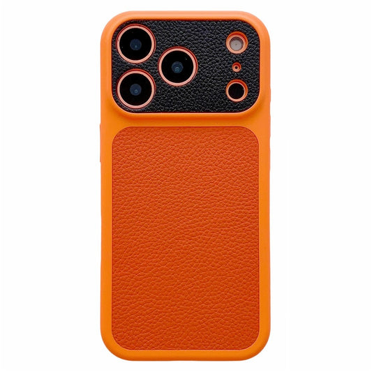 For iPhone 17 Pro Case Litchi Texture Genuine Cow Leather Coated TPU + PC Protective Cover